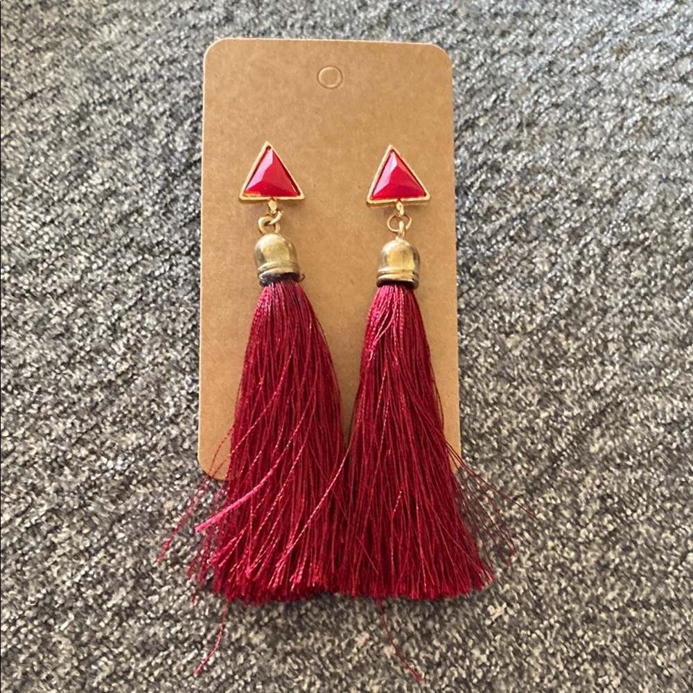 Elegant Red Tassel Earrings